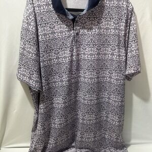 Greyson‎ Men's Polo Wolf Damask Purple Golf Performance Polo Shirt 2XL